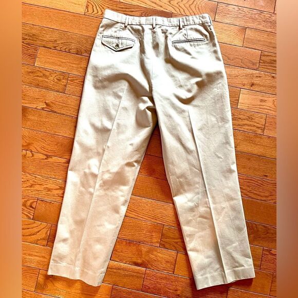 BEIGE LAND’s END STANDARD 100% COTTON KHAKIS 35x30 - Picture 4 of 5